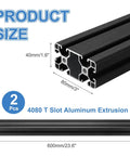 Heavy Duty T Slot 4080 Aluminum Extrusion Profile 600mm Anodized Black Linear Rail Frame Support, showing dimensions 40mm x 80mm.