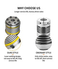 Zero Play Bellows Coupling Flows Smooth With Rock Solid Stainless Steel Flex Sleeve Paired To Aluminum Alloy Hub For Heavy Duty Cnc Parts And Vibration Damping Built Different For Long Lasting Performance No Stress comparison image showing laser-welded coupler.