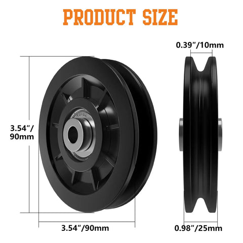 Heavy Duty Nylon Pulley Wheel For Home Gym Cable Setup Replacement With Precision Machined 6202z Metal Bearings, 90mm size details