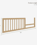 Toddler Bed Rail Guard Conversion Kit for Full Size Cribs to Toddler Beds, Durable Pinewood Safety Rail in Natural Oak Finish, 55 inches