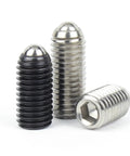 Top Shelf Heavy Duty 304 Stainless Steel Spring Ball Plungers Hex Socket Allen Grub Set Screws M16 by 25 mm in black and silver.