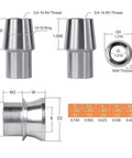 Bad Boy 3/4 Inch Heim Joint Rod End 2 Piece Set tight precision ball joints showing dimensions and thread details for installation