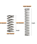 Top Shelf Stainless Steel Compression Springs Assortment Kit Boasting Rock Solid Tension And Zero Hassle Storage For Your Next Garage Upgrade Or Weekend Diy Adventure, detailing wire and outer diameters.