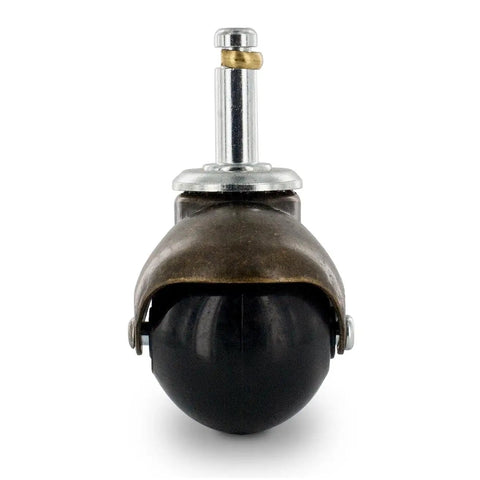 Top Tier Smooth Rollin Antique Brass Plastic Ball Swivel Casters For Home Furniture And Office Gear Two Inch Base Heavy Duty slick finish front view