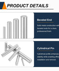 50 Pcs M3 3X60mm Dowel Pins 304 Stainless Steel Cylindrical Shelf Support Pegs Dead Nuts with beveled ends and smooth finish.