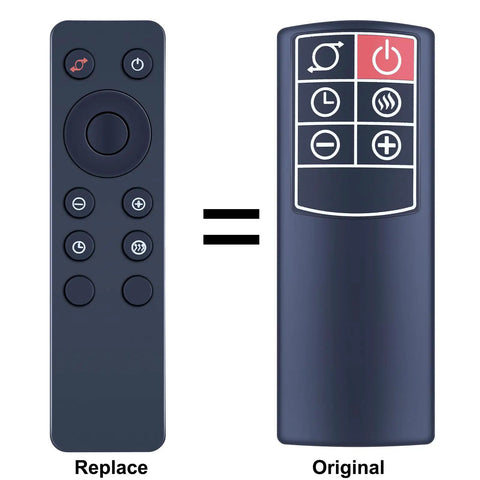 Top Shelf Replacement Remote Control For Lasko Heater Fan CT22445 showing the replacement and original designs side by side.