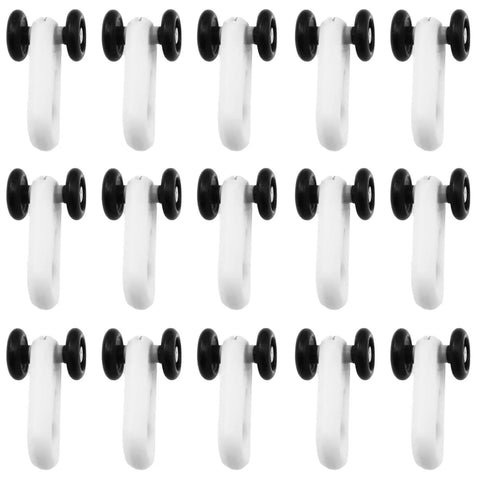 Dead Silent Double Wheel Curtain Track Rollers 30 Pack with smooth gliding pulleys, featuring white and black double wheels.