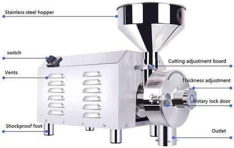 Electric Grain Mill Grinder For Home Use High Speed Kitchen Pulverizer with stainless steel hopper and digital controls
