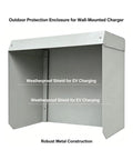 Heavy Duty Outdoor Ev Charger Rain Cover Featuring Galvanized Steel Construction And Wall Mount Spacing For Nasty Weather And Hella Tough Type Two Housing, robust metal enclosure.