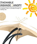 Beige Replacement Canopy For Outdoor Hanging Chaise Lounger, Weatherproof UV Resistant Shade For Patio Hammock Swing Chair, Easy Install, Durable 44.5 By 45.5 Inch Canopy Only shown in sun illustration