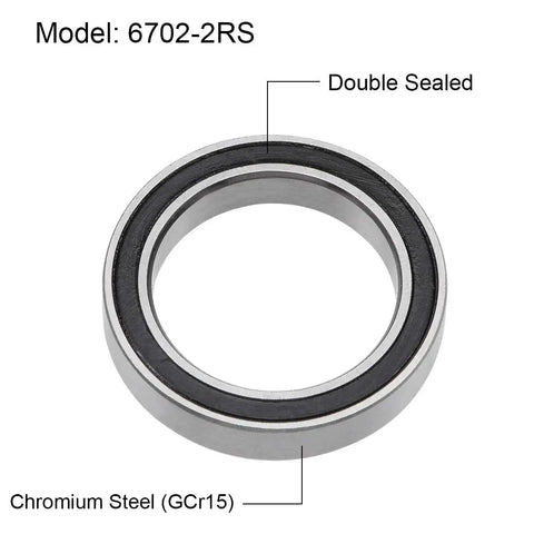 Top Shelf Heavy Duty 6702 2RS Deep Groove Ball Bearings 15Mm By 21Mm By 4Mm Double Sealed Chromium Steel with GCr15 material.