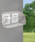 Badass Wall Mount Outlet Cover Heavy Duty Waterproof Box For Ev Charge Stations showing a clear shield over dual outlets outdoors.
