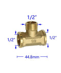 Brass One Half Inch Threaded Hose Connector Tee Joint Three Way Water Divider Pipe Fitting Adapter Set Of 10 Yellow Silver Plated, 1/2 inch