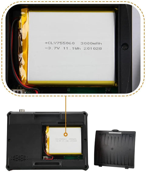 Battery compartment of Handy 5 Inch Wrist CCTV Tester With HDMI And VGA Inputs, showcasing internal structure.