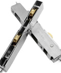 Premium Heavy Duty Sliding Door Rollers And Window Pulleys With Smooth Copper Bearing Wheels For Glass Aluminum Bathroom Shower Tracks That Glide Like Butter Replaces Worn Out Fittings Easily With Zero Friction Nonsense, showing stainless steel body with copper wheels.