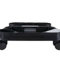 Front view of Rolling Tool Creeper Caddy Tray With Five Compartments For Mechanic Garage And Workshop Organization Durable Black 17.13 By 15.75 By 4.75 Inches Mobile Rolling Tool Storage Tray.