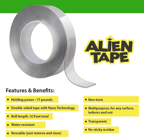 Nano Tech Double Sided Tape Heavy Duty Mounting Tape For Walls And Posters Clear Adhesive Wall Tape That Bonds To Metal Plastic Glass Aluminum Great For Decor And Photo Displays As Seen On TV 30 Feet roll with benefits.