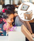 Slick DIY Light Activated Sound Module With Type C Usb Recordable Chip And 8Mb Memory Speaker Programmable Voice Player Box inside gift box with musical notes and smiling child.