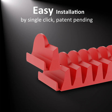 Close-up of red Magnetic Modular Wrench Organizer Set showing easy installation feature for tool drawers.