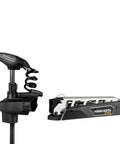 Slick Brushless Bow Mount Electric Trolling Motor Featuring Dual Spectrum Chirp Sonar Plus Hella Smooth Lift Assist Rig For Catching Big Fish On Local Freshwater Rivers And Lakes 45 Inch Shaft detail with mount and lift assist rig.