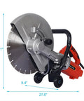 Heavy Duty 3000W Electric Wet Saw With Steady Water Line And Razor Sharp Diamond Blade for masonry cuts, 27.6" long, 18.1" high.