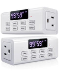 Slick Indoor Dual Plug In Countdown Timer Outlet Two Pack with big screen and buttons for easy time setting.