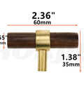 Heavy Duty Drop In Cabinet Handles 2 36 Inch Retro Style Furniture Pulls With Solid Brass And Smooth Walnut Insert, dimensions shown.