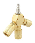 Three Way Brass Pneumatic Manifold With Quick Connect Brass Couplers For Seamless Air Lines In The Shop Or Garage Heavy Duty