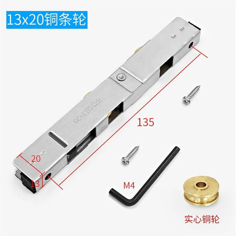 Heavy Duty Sliding Door Rollers With Buttery Smooth Double Copper Wheels For Glass Shower And Patio Doors, stainless steel and copper parts.