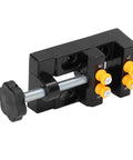 Compact Drill Press Vise Bench Clamp For Woodworking And Metalworking Handy Adjustable Holding Tool With Aluminum Alloy Body 55mm Clamping Range Sturdy Grip Lightweight 122x62x36mm 1 Pack Great For Clean Precise Drilling Polishing Engraving, black vise clamp with screw handle