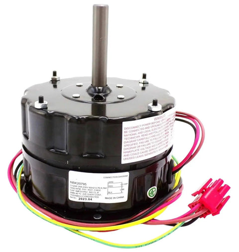 Keep Yer AC Chillin With This Heavy Duty HVAC Condenser Fan Motor Replacement Compatible With Century NBK-20795 OEV1006 F42B53A01 208-230V 1/12HP design with wiring harness.