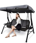 Heavy Duty Patio Swing Canopy Replacement Cover For 3 Seater Porch Swing, waterproof, Anti UV grey top cover on swing seat