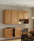 Killer Unfinished Oak Shaker Kitchen Cabinet Door Replacement 14 Width 17 Height mounted on modern kitchen wall.