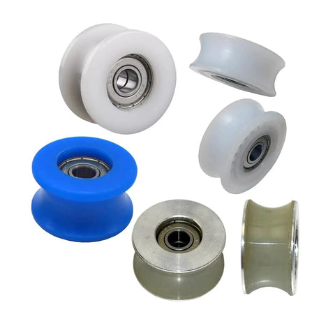 Heavy Duty Sliding Glass Door Roller Track Set With Smooth Nylon Pulley Wheels And Dependable Stem Casters, featuring assorted nylon and metal rollers.