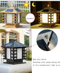 Vintage Solar Post Light For Outdoors Knockout Durability Rock Solid Weatherproof Led Garden Column Lantern with solar panels and automatic switch