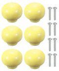 Solid Deal On Fresh Ceramic Cabinet Knobs Set Of 6 Round Drawer Pulls For Kitchen And Dresser Light Yellow 1.3 Inch ceramic knobs with screws