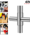 Heavy Duty Folding Socket Wrench Set Featuring Four Precision Cut Openings For Tight Squeezes And Faucet Repair, showing 4-in-1 design with different socket sizes.