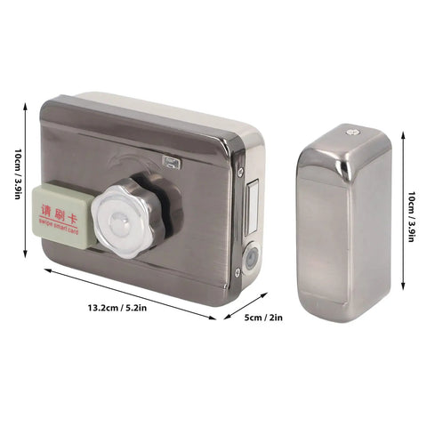 Premium Electronic Deadbolt Door Lock Featuring Smooth Wireless Remote Controller Access Top Tier Anti Tamper Design Hella Secure Keyless Entry For Residential Protection shown from a side angle with dimensions.
