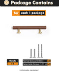 Package contents for Brown Leather Drawer Pulls 5 Pack, 3.78 Inch Hole Center with brass base and included screws.
