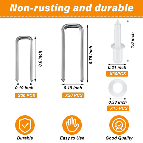 No Hassle Fixin Up Kit For Plantation Shutters Featuring Steel Spring Pins Louver Staples And Collar Pins Smooth Sailing Window Blind Replacement Hardware In Assorted Sizes For Quick Home Interior Repair showing steel staples and collar pins sizes.
