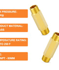 Forged Brass Long Nipple Three Eighths NPT Male To Three Eighths NPT Male Pipe Fitting Hex Nipple Connector Three Inch Length 2 Pack