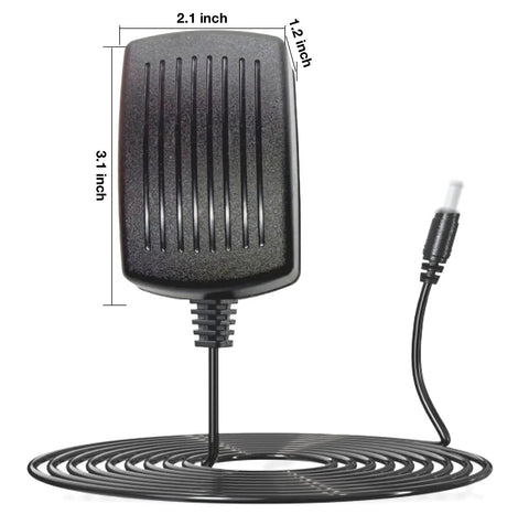 Genuine 12V AC DC Replacement Wall Charger For Makerbot 3D Scanner Mp03955 shown from the front side with dimensions and cable.