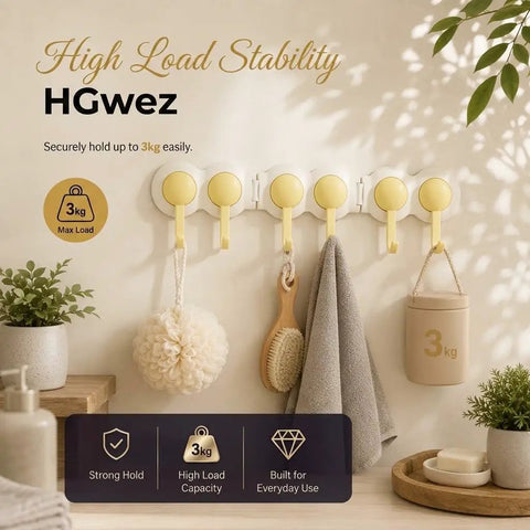 Super Slick Punch Free Wall Hook Rack With 180 Degree Swivel Design And Six Sturdy Hooks For Dead Simple Corner Storage That Rotates Smooth As Butter Without Drilling, in use with towels and utensils.