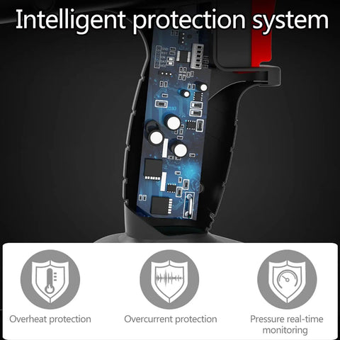 Electric Ratchet Cable Cutter With Battery Power intelligent protection system showing internal circuit board and safety features