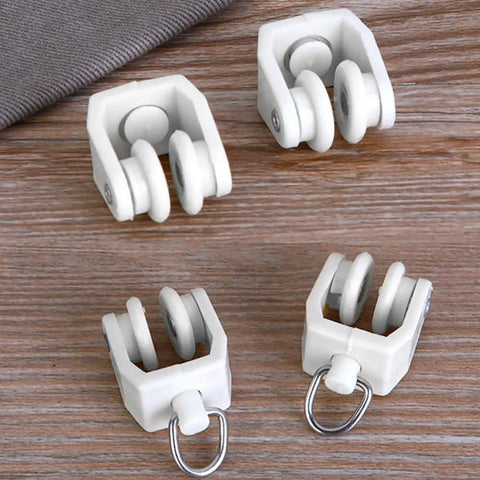Fifty Piece Heavy Duty Ceiling Curtain Track Rollers With Flexible Bendable Clips And Rock Solid Construction For No Fuss Sliding In Modern Home Spaces, white double wheel sliders.