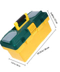 Heavy Duty Plastic Toolbox Organizer With Reinforced Grip For Job Site Hardware And Straight Up Rugged Storage That Keeps Your Gear Locked Down And Ready To Roll Anywhere, compact size with green and yellow design.