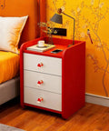 Killer Mushroom Cabinet Knobs Solid Zinc Alloy Furniture Pulls For Bedroom Dresser And Kitchen Drawer Hand Painted Decorative Handle Set Of Four on a red nightstand.