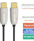 Premium 4K HDMI 2.0b Fiber Optic Cable Delivers Plug And Play Simplicity 10ft gold-plated plugs and zinc alloy housing.