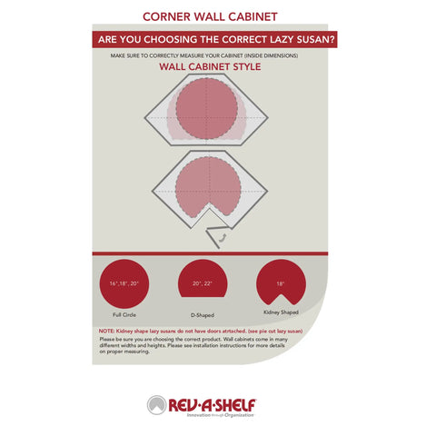 Diagram showing measurements for 18 Inch Dual Tier Full Circle Lazy Susan Cabinet Turntable for cabinet types.