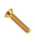 Badass Gr5 Titanium Countersunk Head Bolts M6 X 30 Millimeter Gold Anodized Finish Hex Socket Screws, side view.